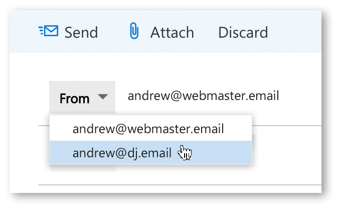 Selecting which email account to use to send an email.
