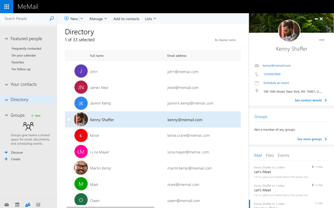 Using MeMail's Contacts Feature